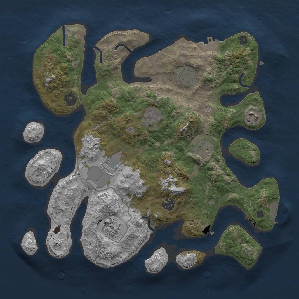 Rust Map: Procedural Map, Size: 3500, Seed: 703937048, 15 Monuments