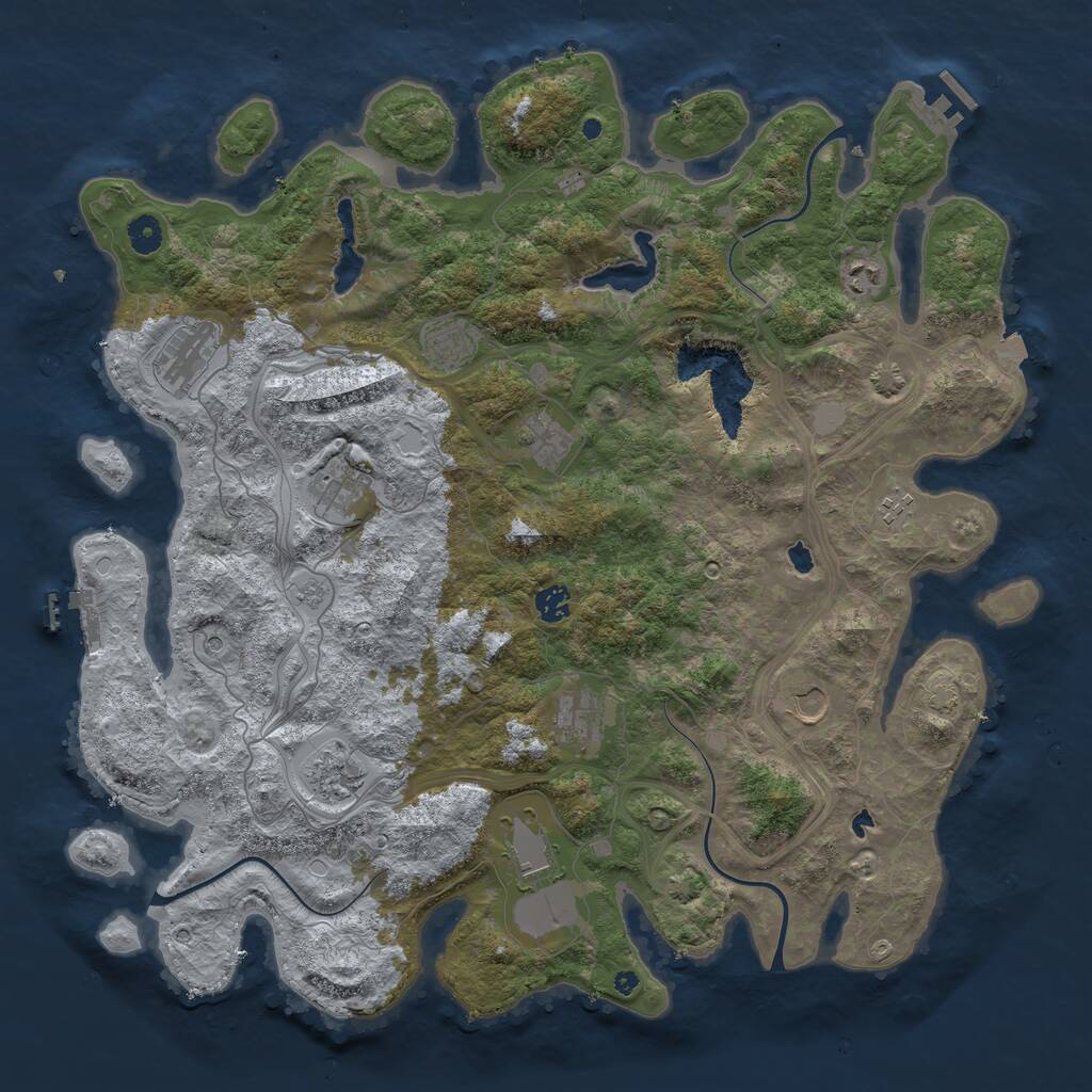 Rust Map: Procedural Map, Size: 4500, Seed: 943112841, 17 Monuments