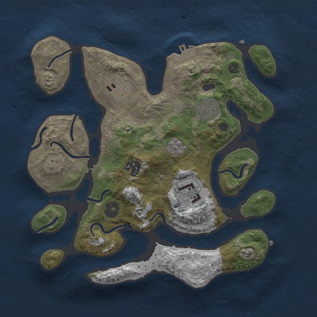 Rust Map: Procedural Map, Size: 3000, Seed: 1199334401, 8 Monuments