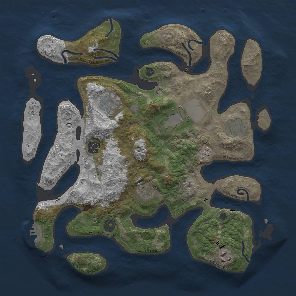 Rust Map: Procedural Map, Size: 3500, Seed: 2029606446, 11 Monuments