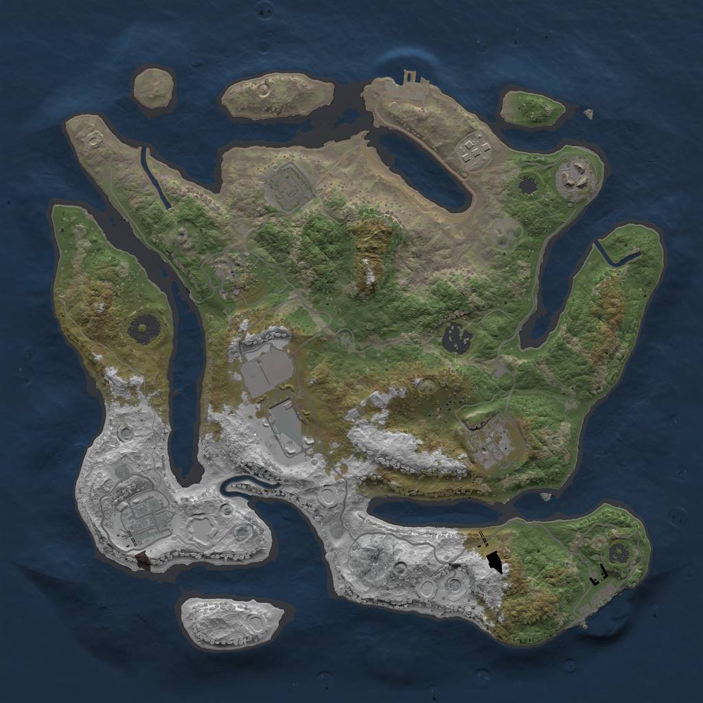 Rust Map: Procedural Map, Size: 3500, Seed: 1134522496, 16 Monuments