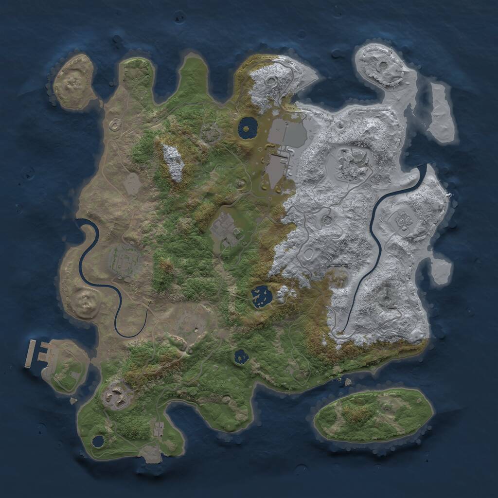 Rust Map: Procedural Map, Size: 3500, Seed: 16354, 12 Monuments