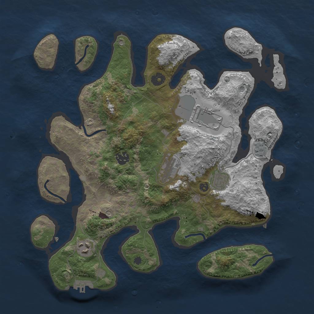 Rust Map: Procedural Map, Size: 3500, Seed: 16354, 10 Monuments