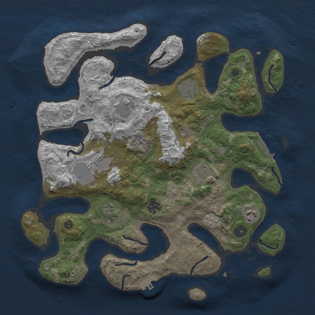 Rust Map: Procedural Map, Size: 3700, Seed: 2626533, 16 Monuments