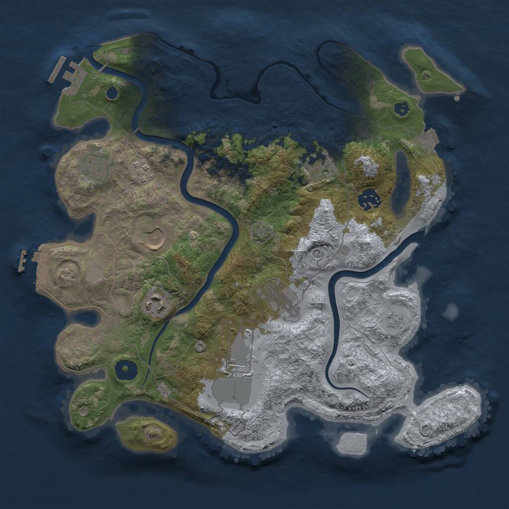 Rust Map: Procedural Map, Size: 3500, Seed: 528706827, 14 Monuments