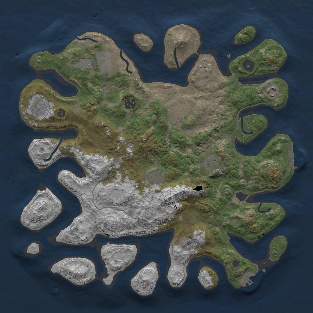 Rust Map: Procedural Map, Size: 4000, Seed: 1155, 19 Monuments
