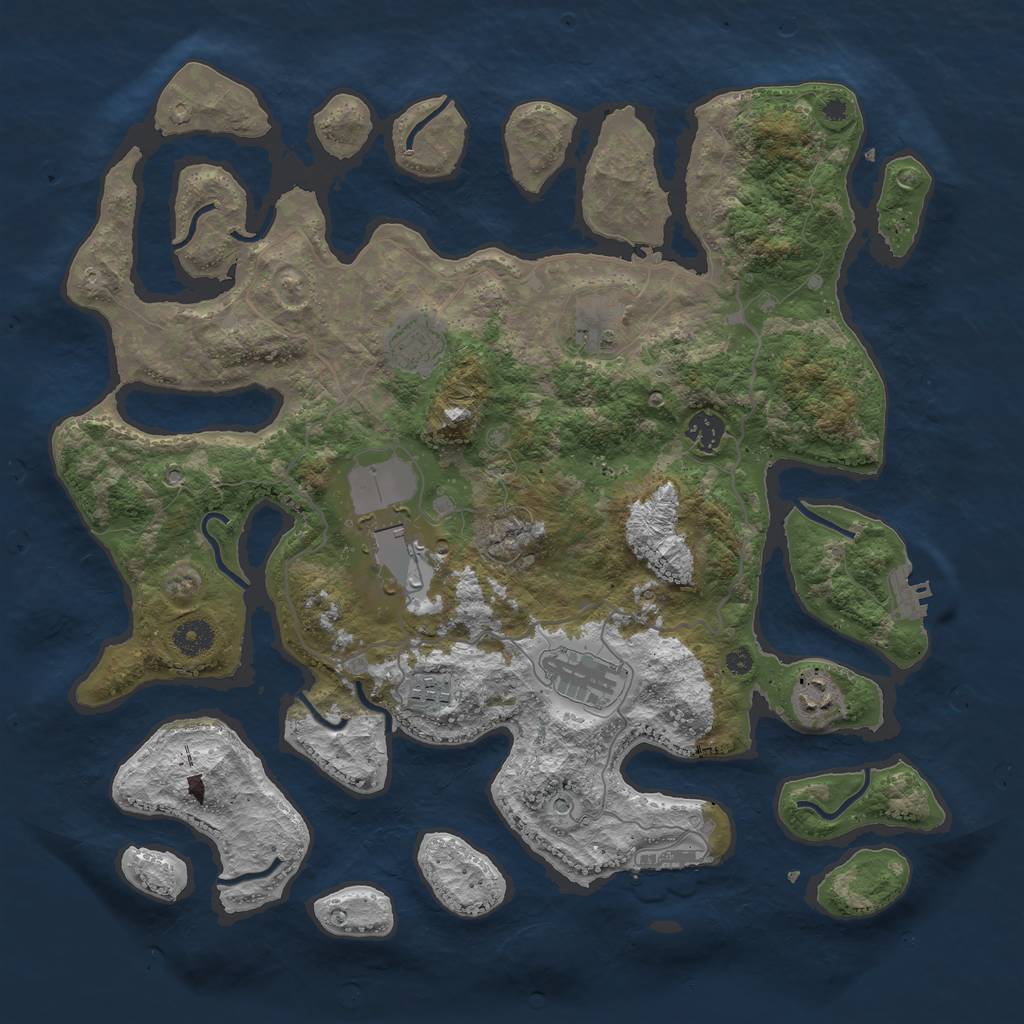 Rust Map: Procedural Map, Size: 4000, Seed: 2263136, 12 Monuments