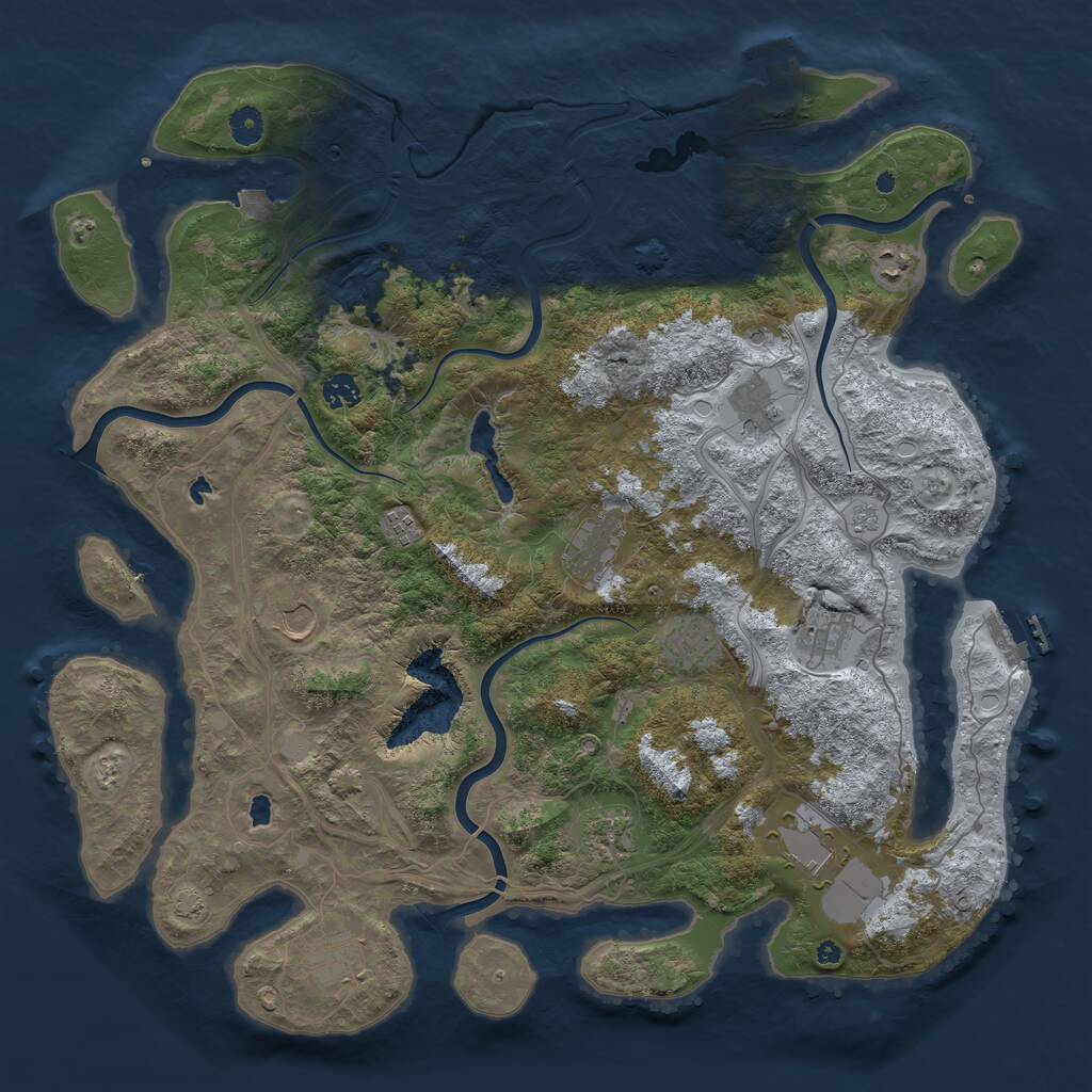 Rust Map: Procedural Map, Size: 4500, Seed: 2381631, 17 Monuments