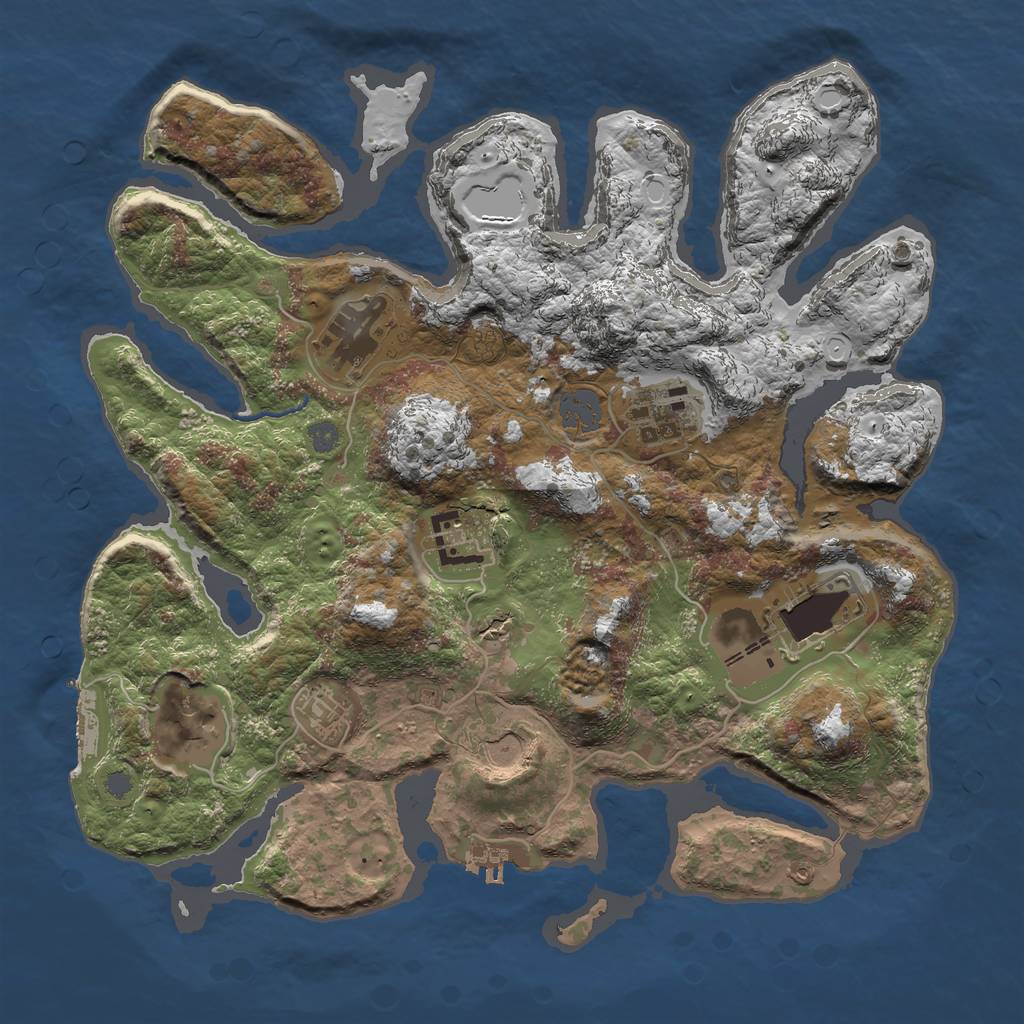 Rust Map: Procedural Map, Size: 3500, Seed: 517, 14 Monuments