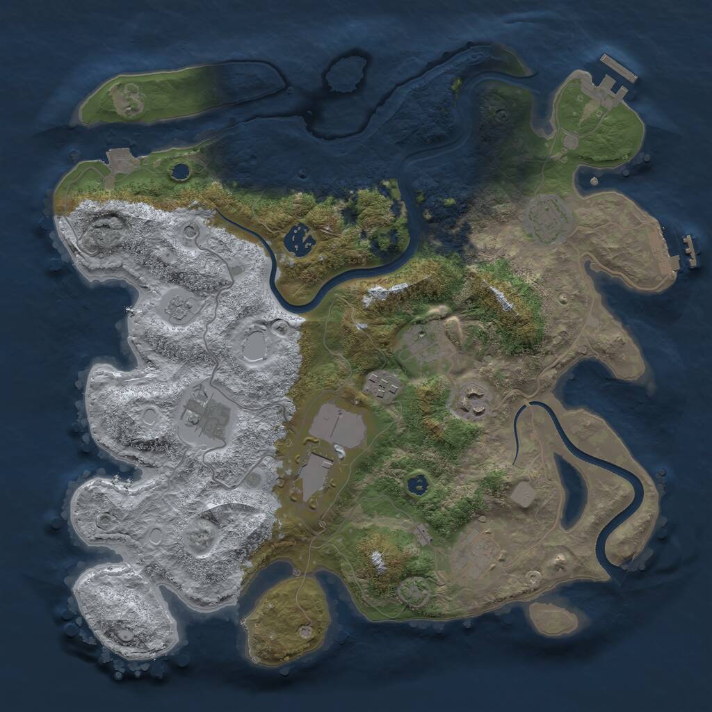 Rust Map: Procedural Map, Size: 3500, Seed: 13297, 14 Monuments