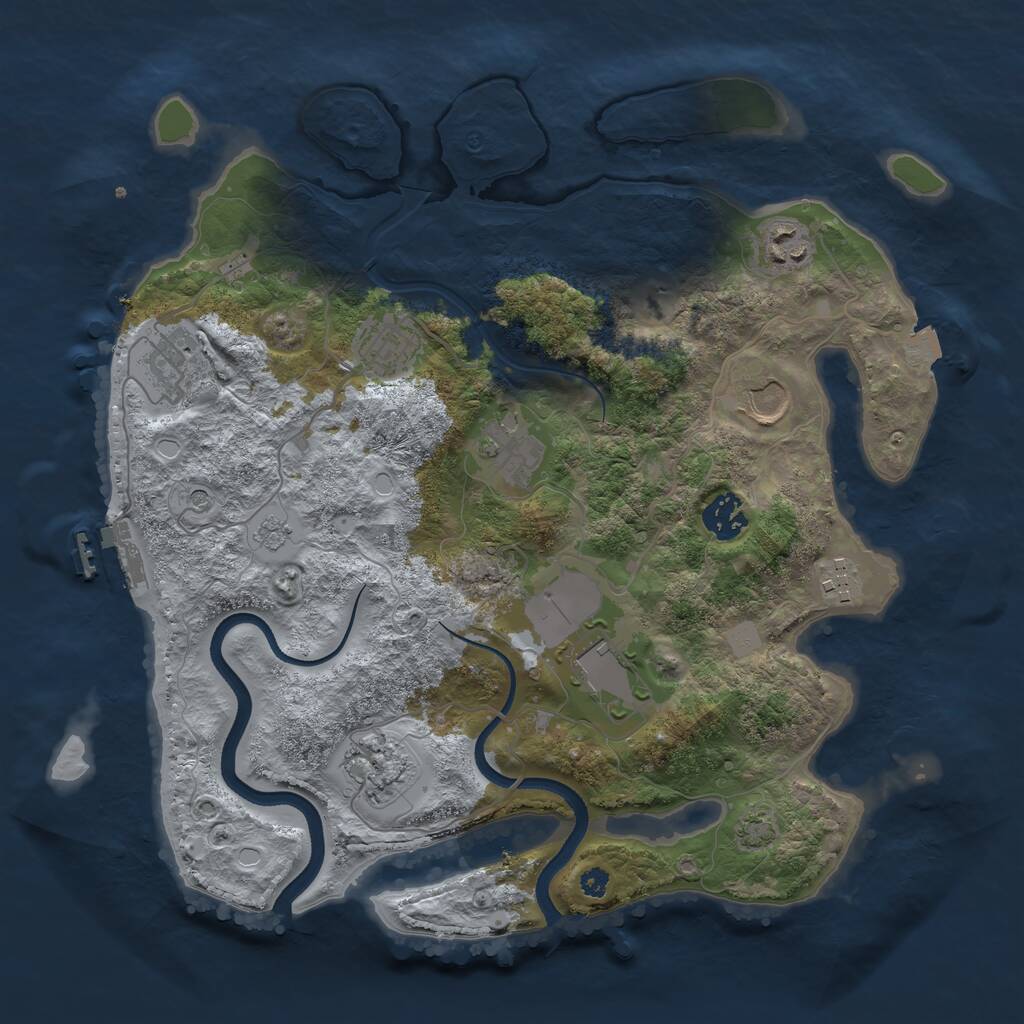 Rust Map: Procedural Map, Size: 3500, Seed: 71449174, 14 Monuments