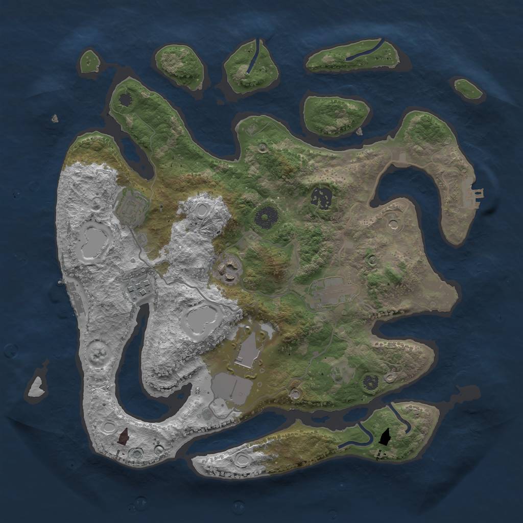 Rust Map: Procedural Map, Size: 3500, Seed: 71449174, 14 Monuments