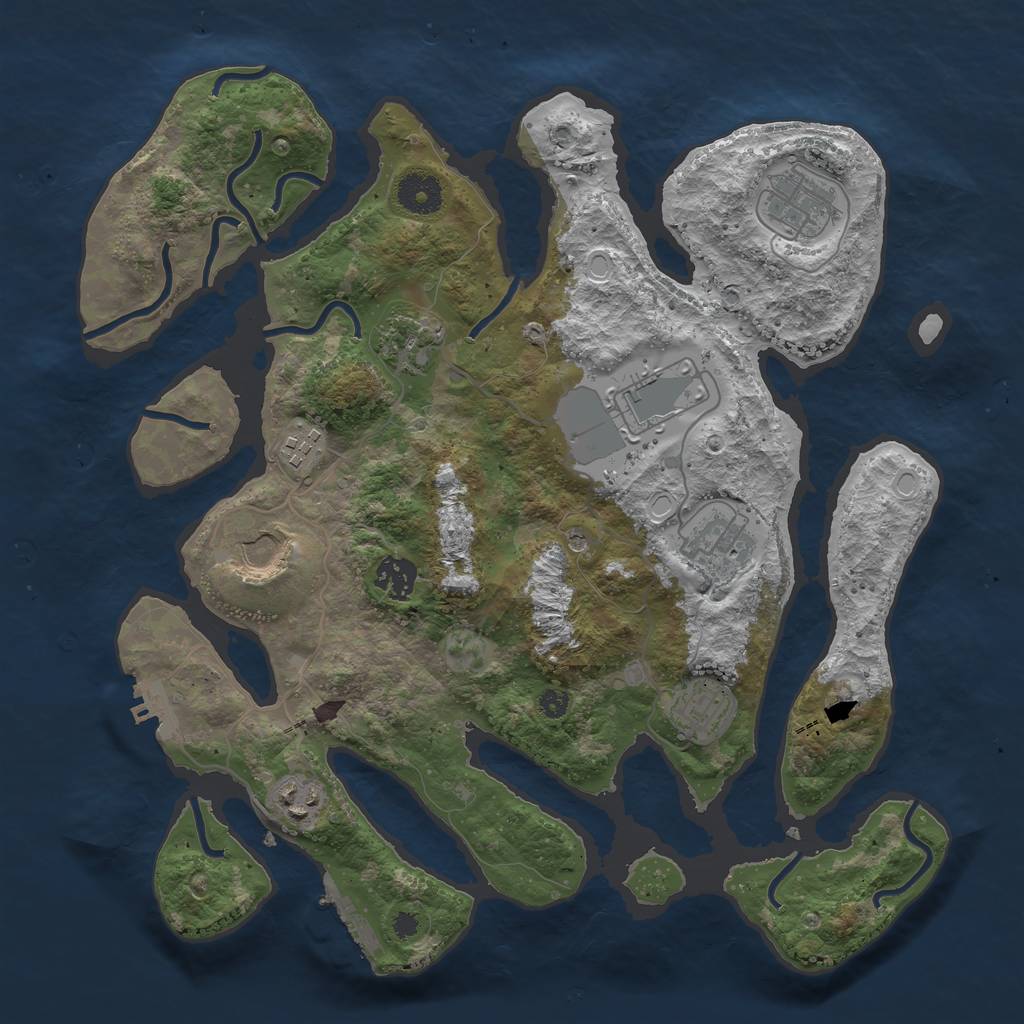 Rust Map: Procedural Map, Size: 3600, Seed: 1783127227, 17 Monuments