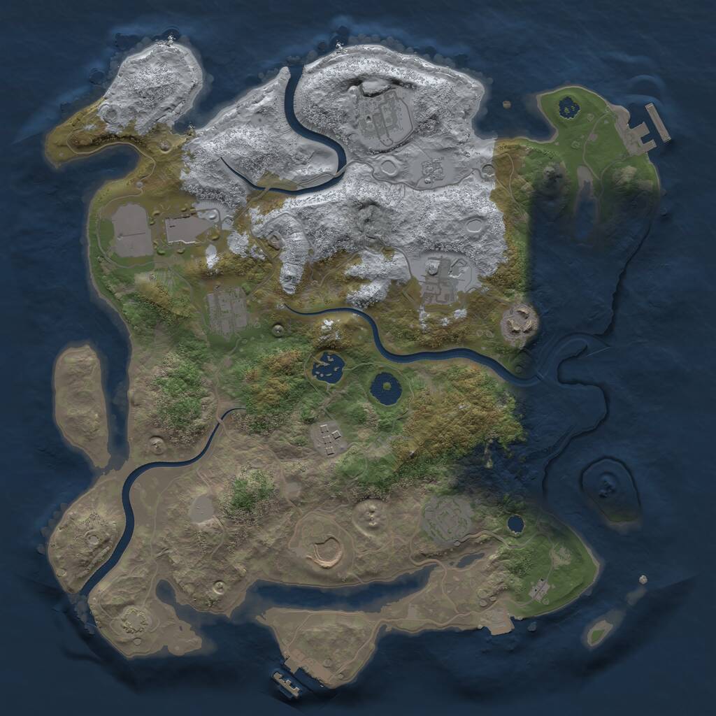 Rust Map: Procedural Map, Size: 3500, Seed: 2131656742, 15 Monuments