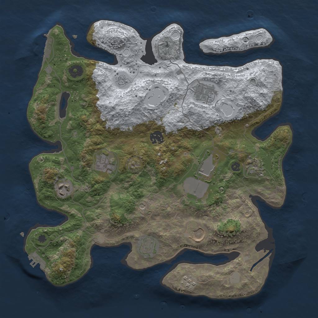 Rust Map: Procedural Map, Size: 3500, Seed: 56745643, 18 Monuments