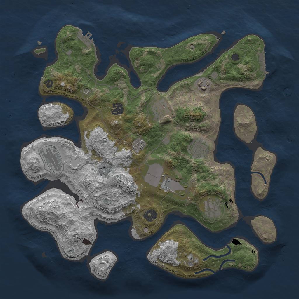 Rust Map: Procedural Map, Size: 3550, Seed: 2379370, 16 Monuments