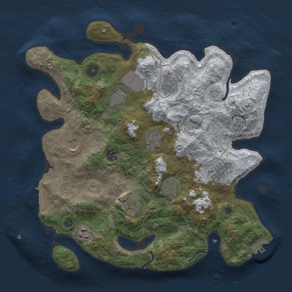 Rust Map: Procedural Map, Size: 3500, Seed: 907564, 19 Monuments