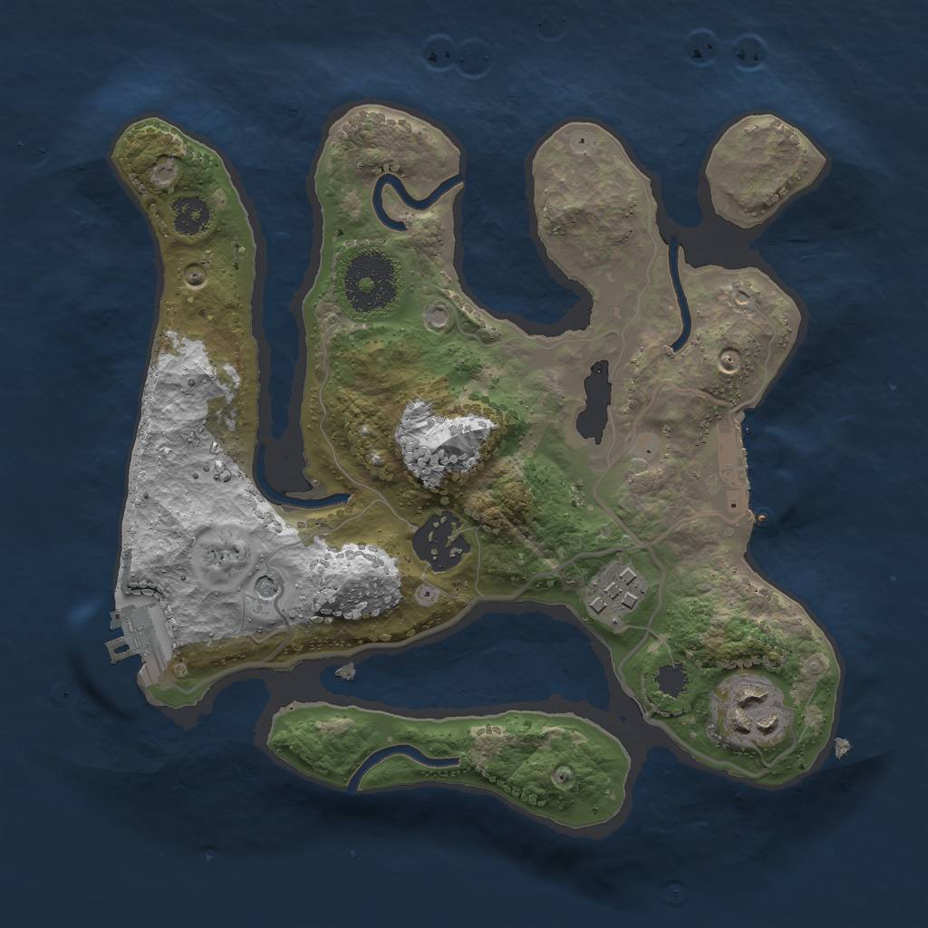 Rust Map: Procedural Map, Size: 2500, Seed: 1156592742, 8 Monuments