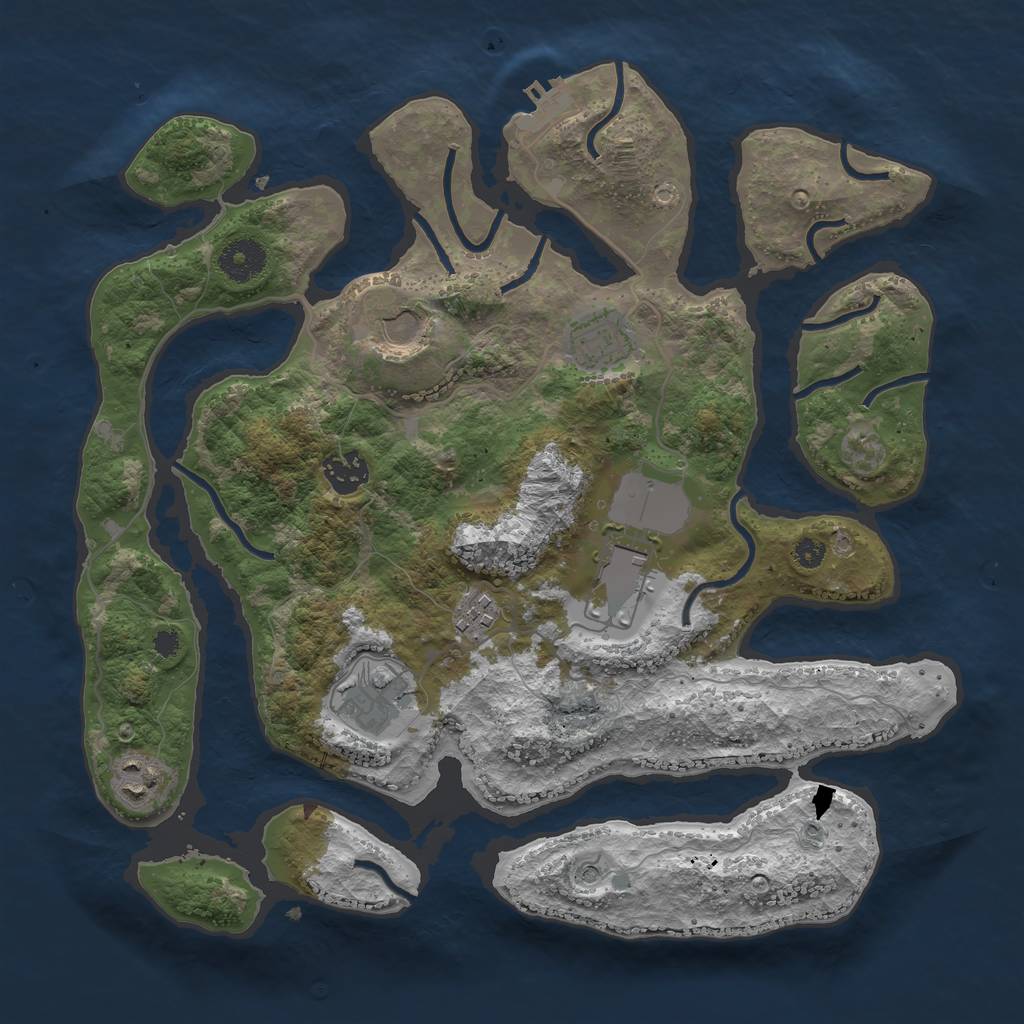 Rust Map: Procedural Map, Size: 3500, Seed: 626723, 11 Monuments