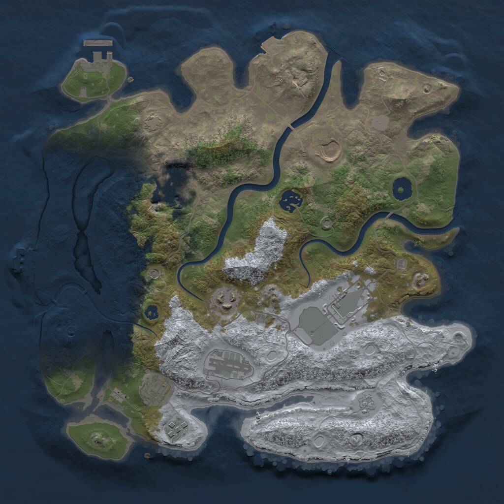 Rust Map: Procedural Map, Size: 3500, Seed: 626723, 14 Monuments