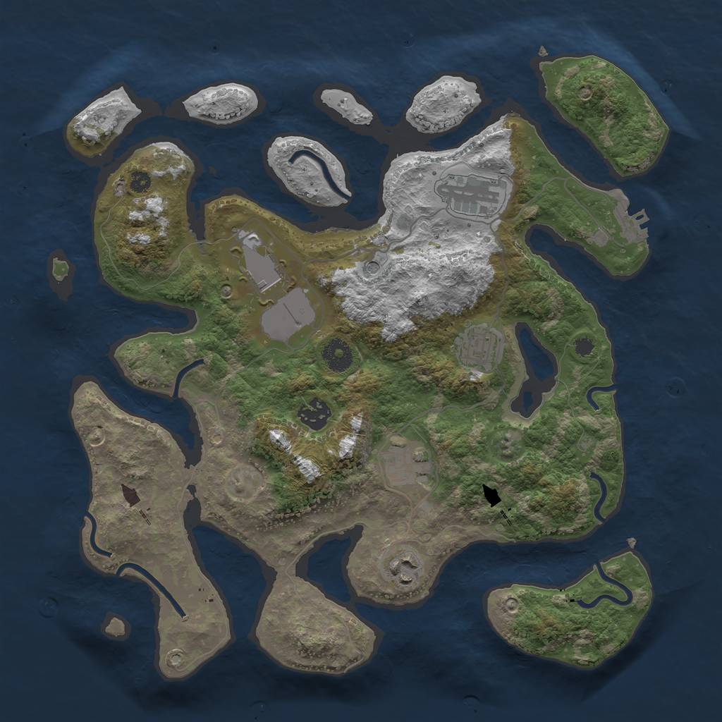 Rust Map: Procedural Map, Size: 3500, Seed: 2201272, 10 Monuments