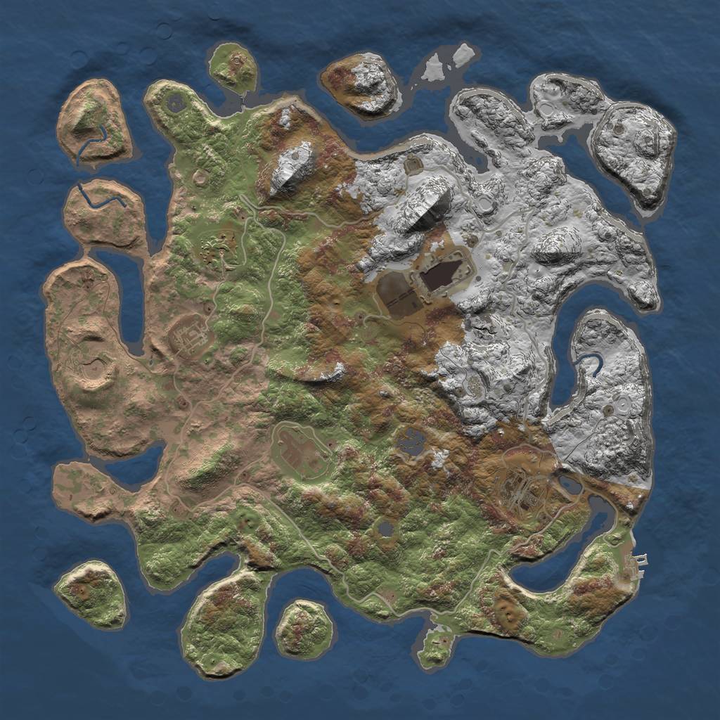 Rust Map: Procedural Map, Size: 4000, Seed: 6261963, 12 Monuments