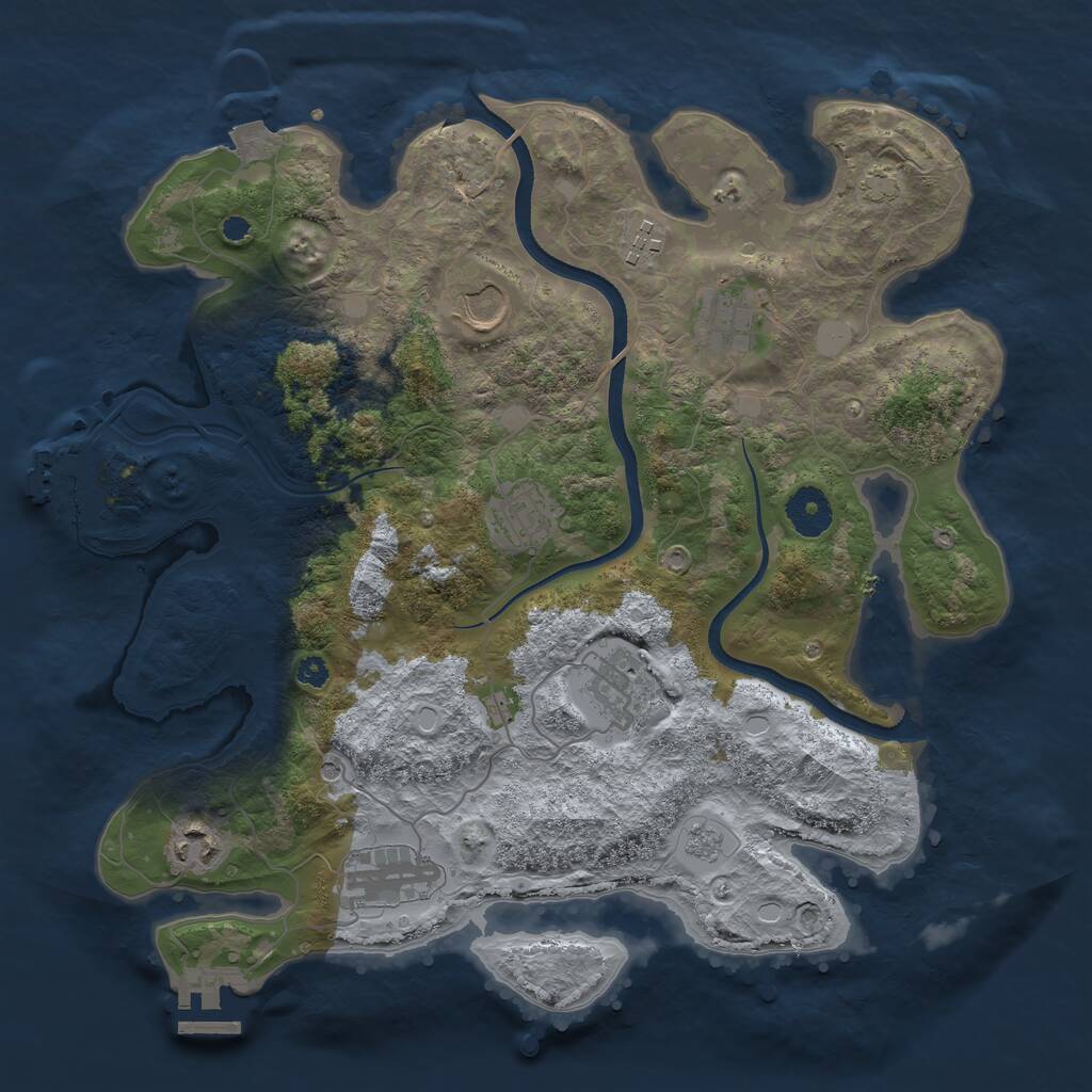 Rust Map: Procedural Map, Size: 3500, Seed: 124342, 13 Monuments