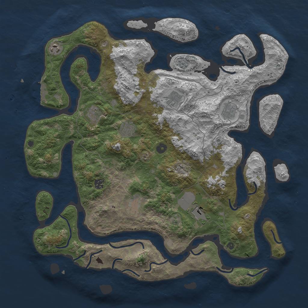 Rust Map: Procedural Map, Size: 4500, Seed: 523487, 13 Monuments