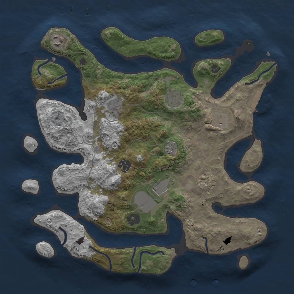 Rust Map: Procedural Map, Size: 3500, Seed: 69684158, 12 Monuments