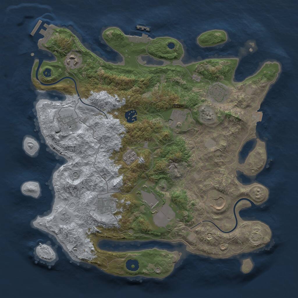 Rust Map: Procedural Map, Size: 3500, Seed: 69684158, 15 Monuments