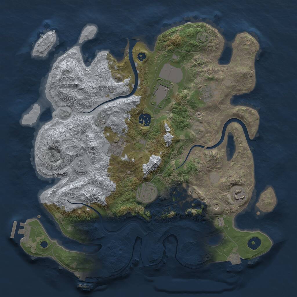 Rust Map: Procedural Map, Size: 3500, Seed: 6933, 14 Monuments