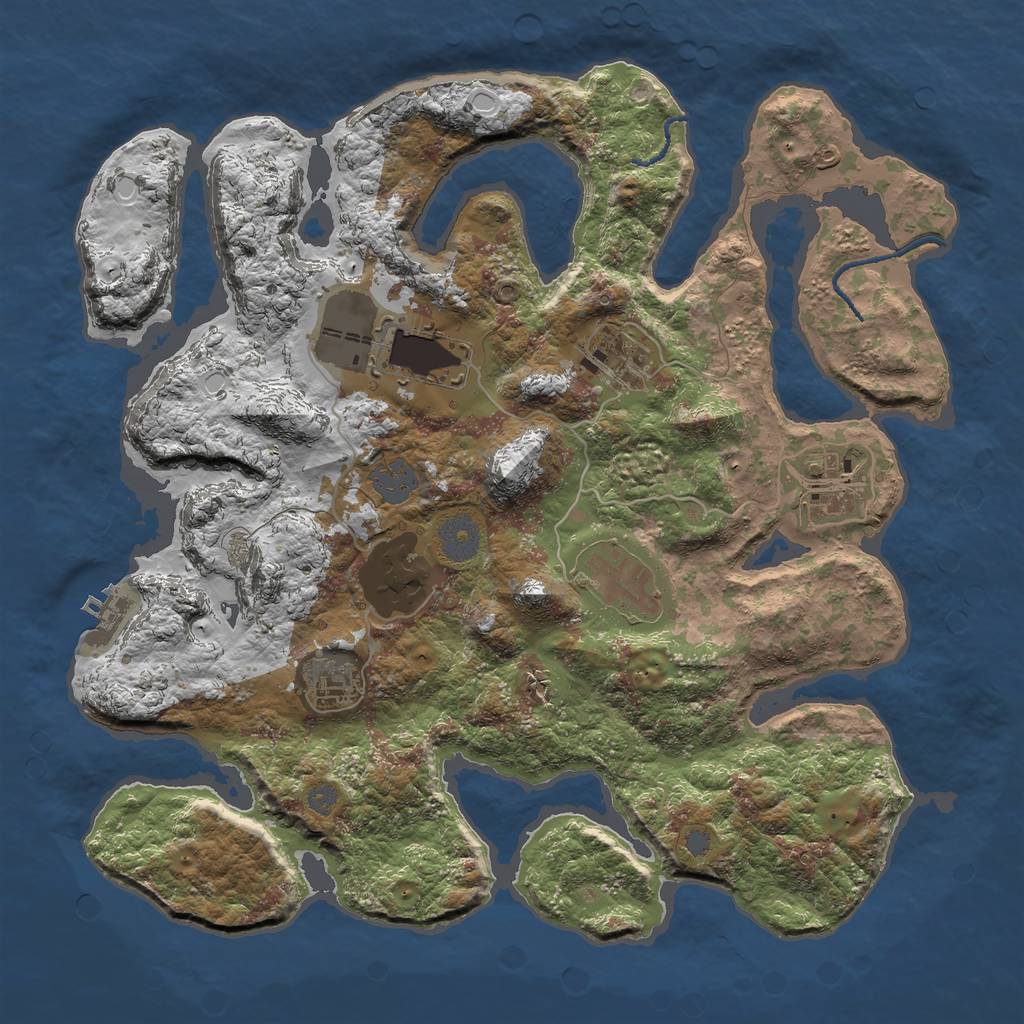 Rust Map: Procedural Map, Size: 3500, Seed: 6933, 12 Monuments