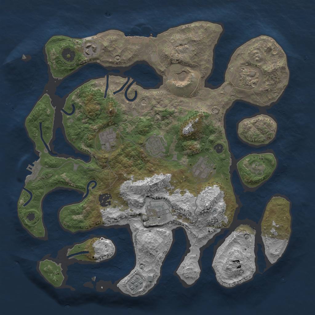 Rust Map: Procedural Map, Size: 3500, Seed: 45678936, 14 Monuments