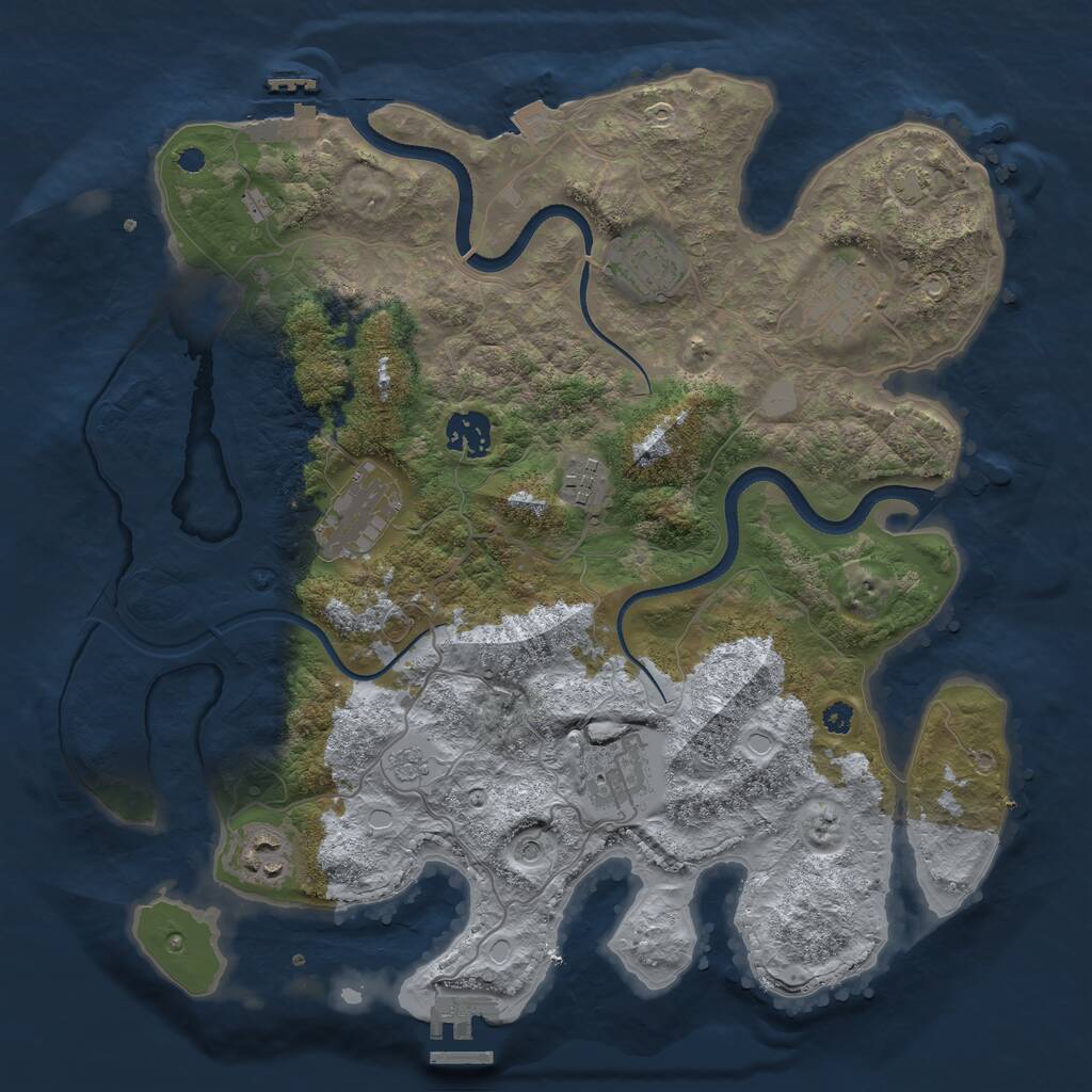 Rust Map: Procedural Map, Size: 3500, Seed: 45678936, 13 Monuments