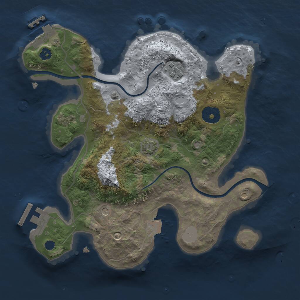 Rust Map: Procedural Map, Size: 2502, Seed: 1, 6 Monuments