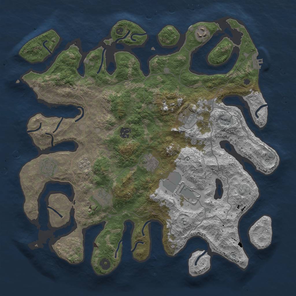 Rust Map: Procedural Map, Size: 4000, Seed: 67385, 12 Monuments