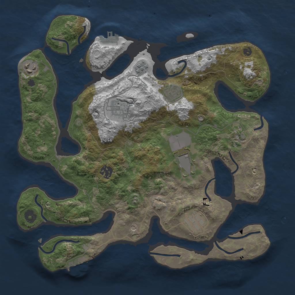 Rust Map: Procedural Map, Size: 3500, Seed: 72253489, 16 Monuments