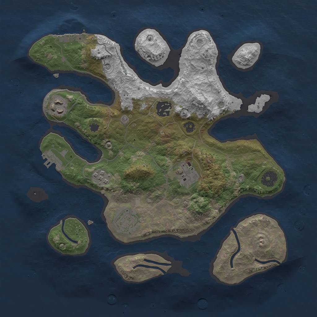 Rust Map: Procedural Map, Size: 3000, Seed: 1377446353, 10 Monuments