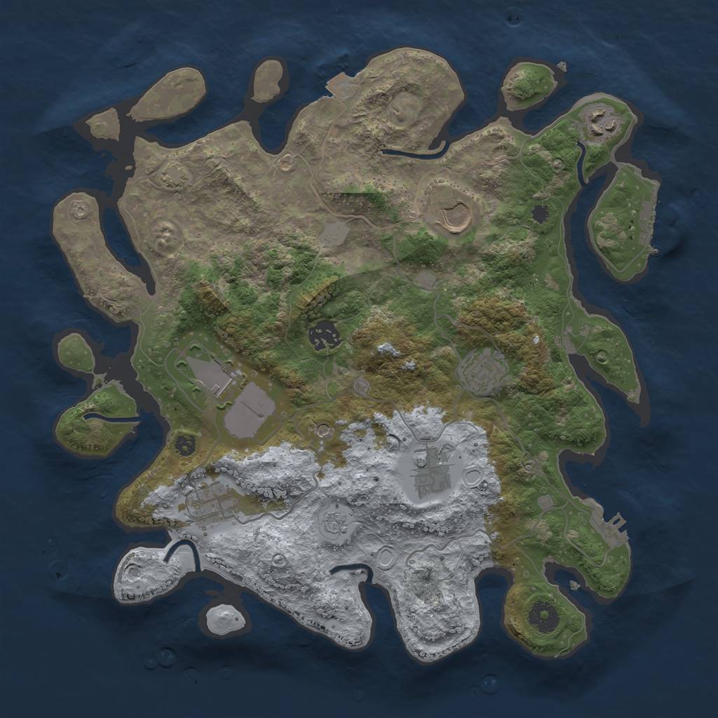 Rust Map: Procedural Map, Size: 3500, Seed: 923440373, 15 Monuments