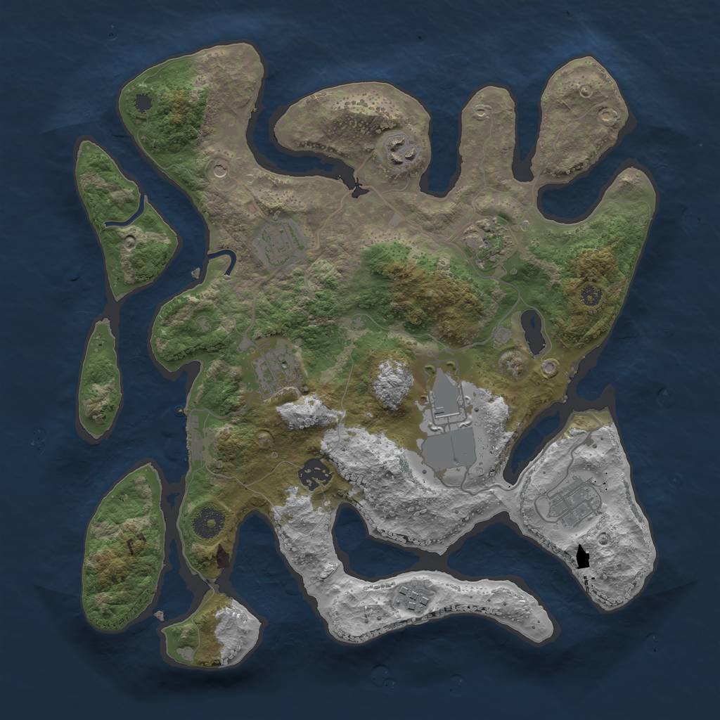 Rust Map: Procedural Map, Size: 3500, Seed: 61242, 12 Monuments