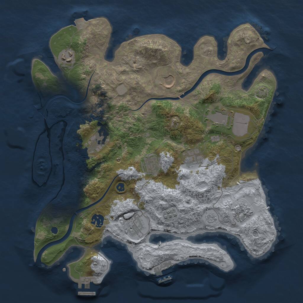 Rust Map: Procedural Map, Size: 3500, Seed: 61242, 16 Monuments