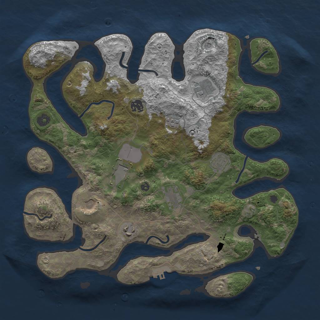 Rust Map: Procedural Map, Size: 3750, Seed: 533616, 12 Monuments