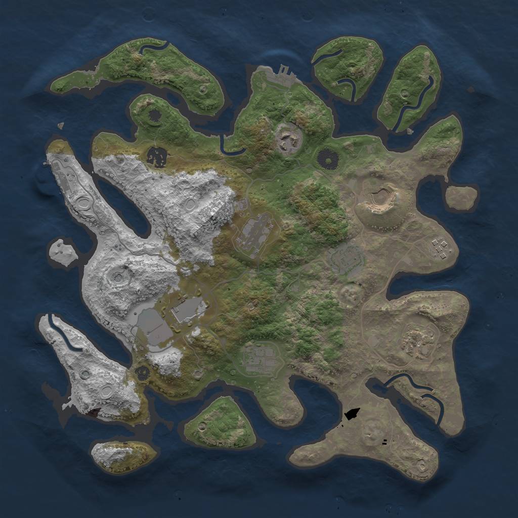 Rust Map: Procedural Map, Size: 3700, Seed: 552253, 17 Monuments