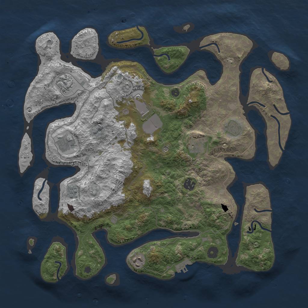 Rust Map: Procedural Map, Size: 4000, Seed: 1817, 12 Monuments