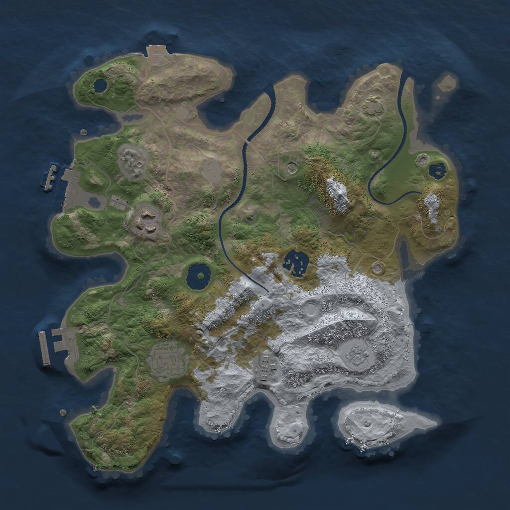 Rust Map: Procedural Map, Size: 3000, Seed: 37302, 10 Monuments
