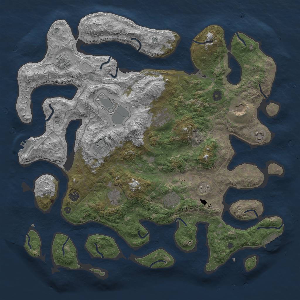 Rust Map: Procedural Map, Size: 4500, Seed: 32416892, 18 Monuments