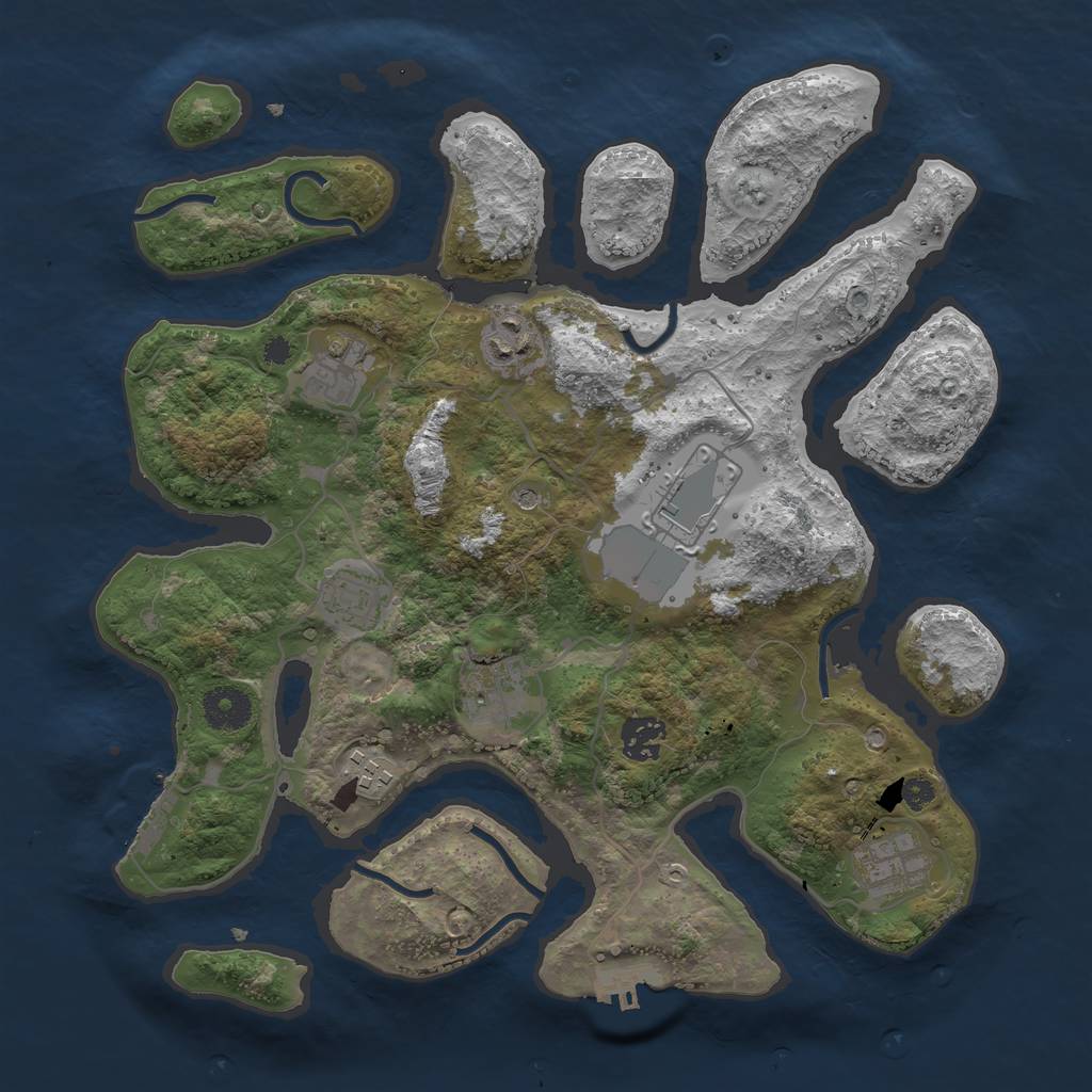 Rust Map: Procedural Map, Size: 3500, Seed: 147440175, 13 Monuments