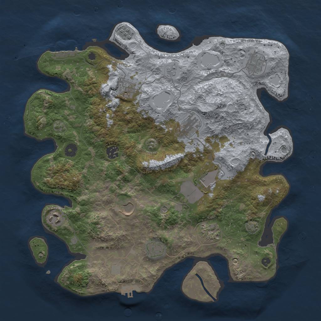 Rust Map: Procedural Map, Size: 3700, Seed: 1231231, 18 Monuments