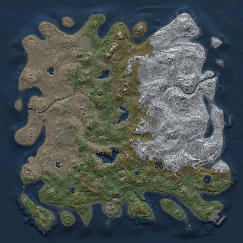 Rust Map: Procedural Map, Size: 4500, Seed: 575300, 16 Monuments