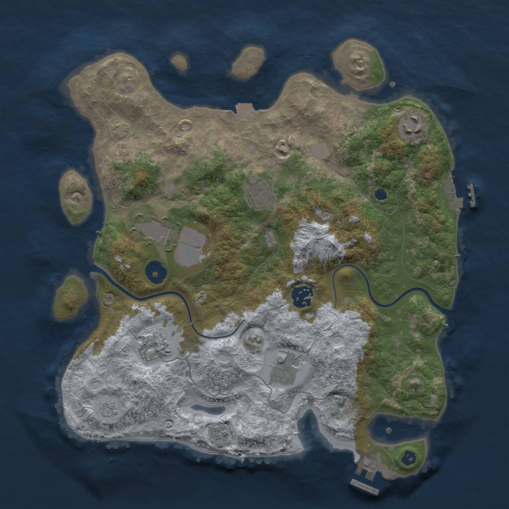 Rust Map: Procedural Map, Size: 3500, Seed: 71449175, 13 Monuments